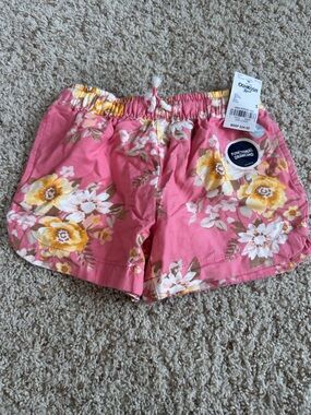 OshKosh B'gosh Pink Floral Drawstring Athletic Shorts